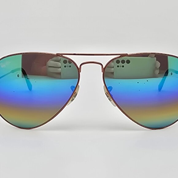Ray-Ban RB3025 9018/C3 Bronze Frame Rainbow Mirror Glass Lens Aviator Sunglasses main image 8